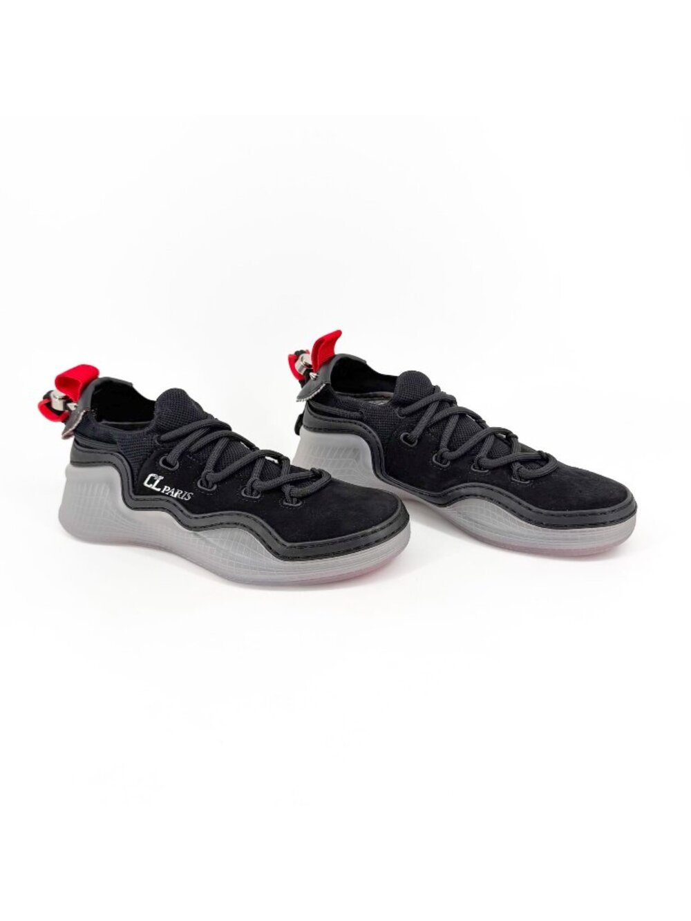 Christian Louboutin Arpoador Black Drawstring Sneakers Size 36.5 US 6.5 Women's